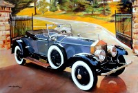 Shan Amrohvi, Oil on Canvas, 24 x 36 inch, Vintage Car painting, AC-SA-052